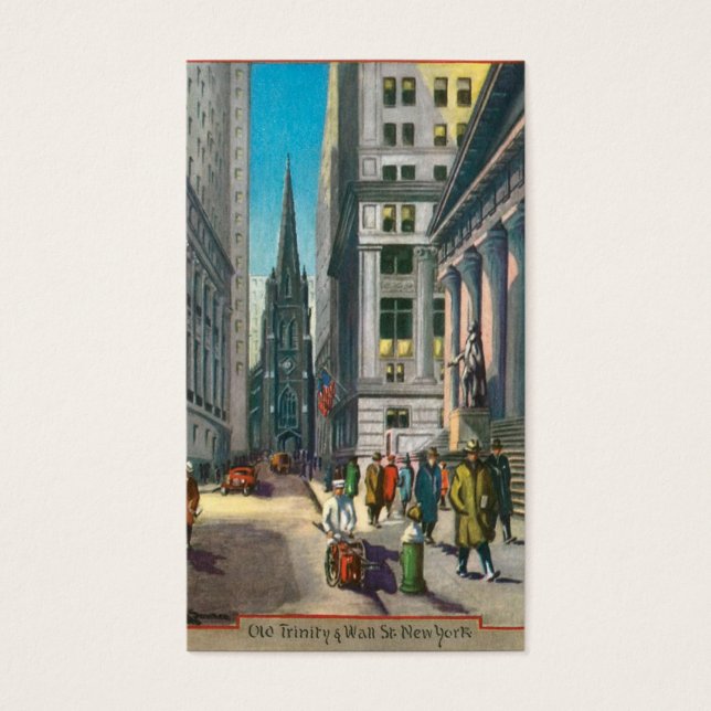 Old Trinity & Wall street, New York Visitkort (Framsidan)
