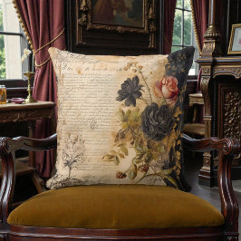 Old Victorian Black Floral Kudde