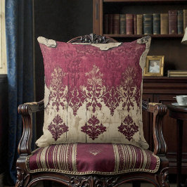 Old Victorian Dark Red Maroon Floral Kudde