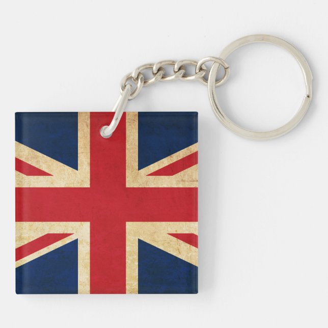 Old Vintage Grunge United Kingdom Flagga Union Jac (Baksidan)