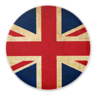 Old Vintage Grunge United Kingdom Flagga Union Jac Knopp