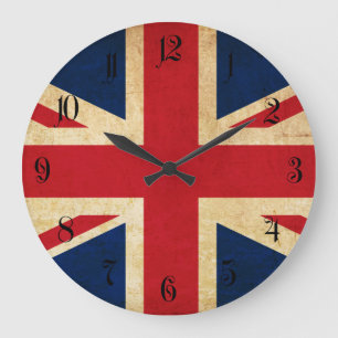 Old Vintage Grunge United Kingdom Flagga Union Jac Stor Klocka