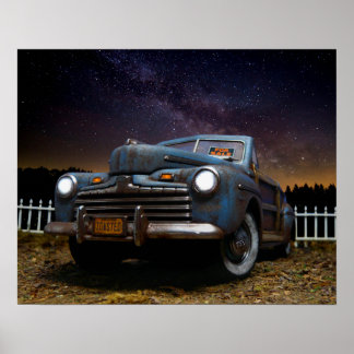 Old Vintage Rusty Barn Find Car Woody Automotive Poster