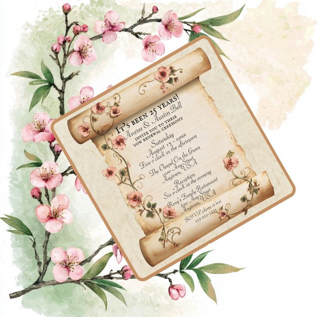 Old Vintage Scroll 25 Years Vow Renewal Invitation (Skapare uppladdad)