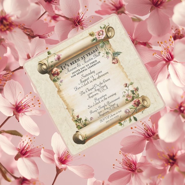 Old Vintage Scroll 25 Years Vow Renewal Invitation (Skapare uppladdad)