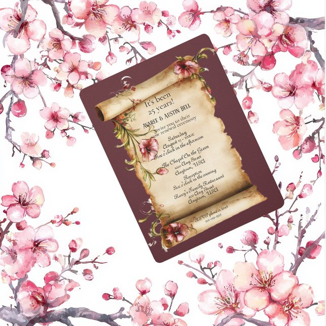 Old Vintage Scroll 25 Years Vow Renewal Invitation (Skapare uppladdad)