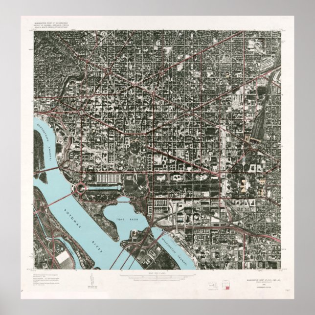 Old Washington DC Satellite Photograph Karta (1968 Poster (Framsidan)