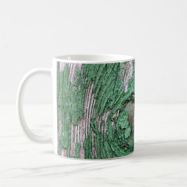 Old Weathered Painted Green Wood Background Textur Kaffemugg (Vänster)