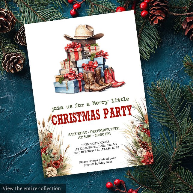 Old West Cowboy Christmas Printable Invitation Inbjudningar (Old West Cowboy Christmas Printable Invite)