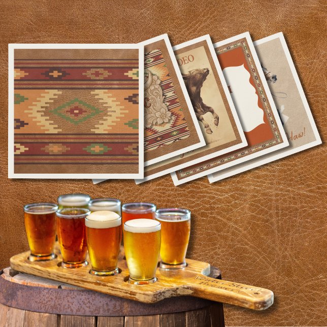 Old West Frontier Rustic Blanket Cocktail Napkin Pappersservett (Skapare uppladdad)