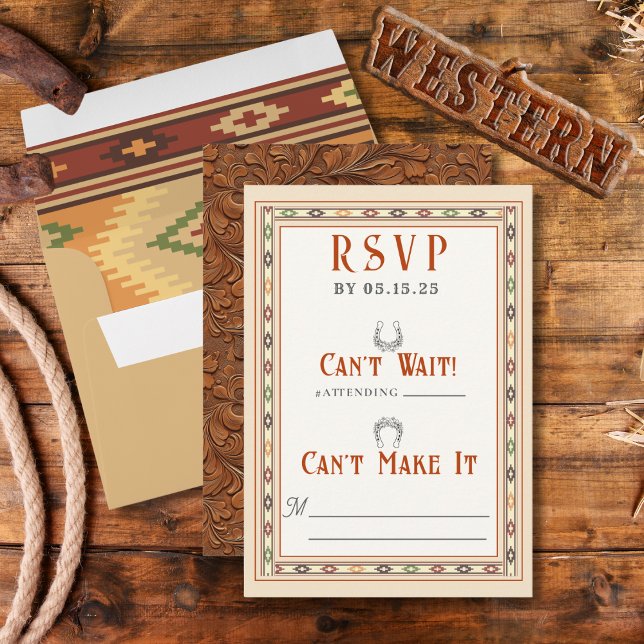 Old West Frontier Wedding RSVP Card OSA Kort (Skapare uppladdad)