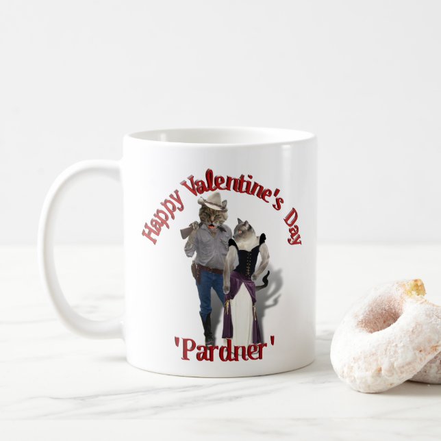 Old West 'Purrfect'  Cat Couple Valentine Kaffemugg (Med munk)