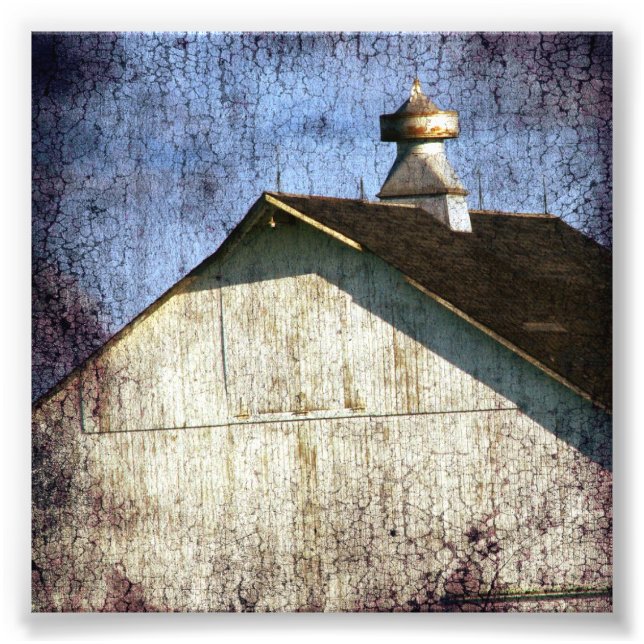 Old White Barn Grunge Fototryck (Framsidan)