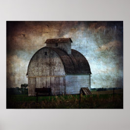 Old White Barn i Fält Poster