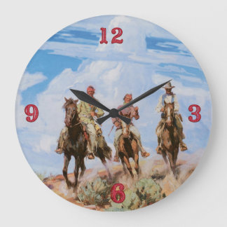 Old Wild West Theme Cowboys Clock Stor Klocka