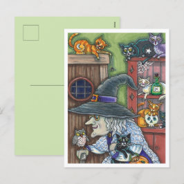OLD WITCH LYCKLIG HOME, MYCKET KATT & UGGLA HALLOW HELG VYKORT
