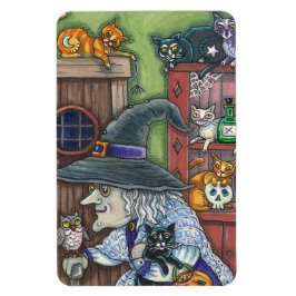 OLD WITCH LYCKLIG HOME, MYCKET KATT & UGGLA HALLOW MAGNET