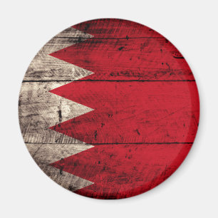 Old Wood Bahrain Flagga Magnet