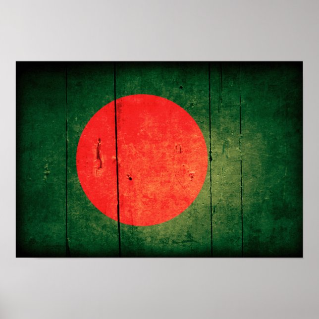 Old Wood Bangladesh Flagga Poster (Framsidan)
