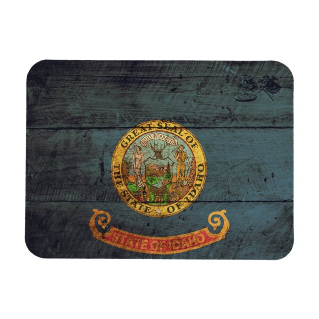 Old Wood Idaho Flagga Magnet (Horisontell)