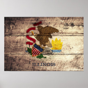 Old Wood Illinois Flagga Poster