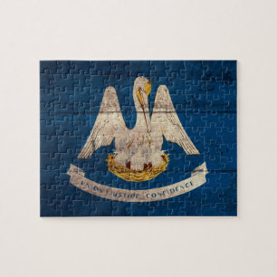 Old Wood Louisiana Flagga Pussel
