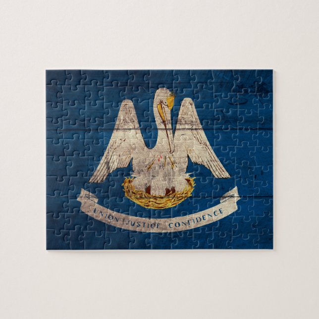 Old Wood Louisiana Flagga Pussel (Horisontell)