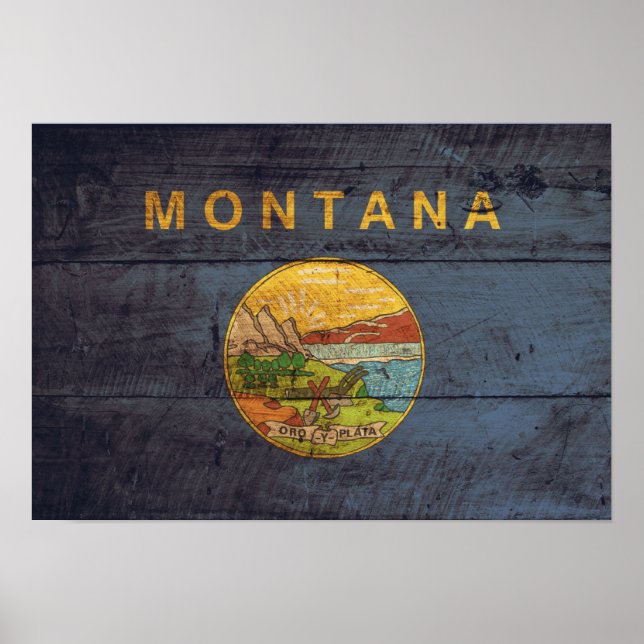 Old Wood Montana Flagga Poster (Framsidan)