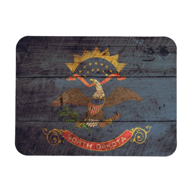 Old Wood North Dakota Flagga Magnet (Horisontell)