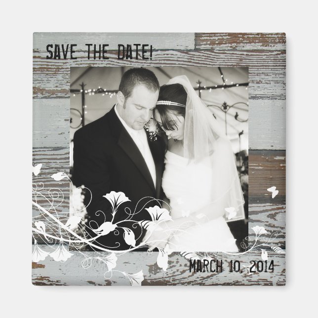 Old Wood Photo Spara datum magneter (Framsidan)