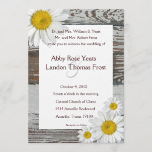 Old Wood Shasta Daisy Rustic Wedding bjudande Inbjudningar