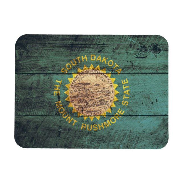 Old Wood South Dakota Flagga Magnet (Horisontell)