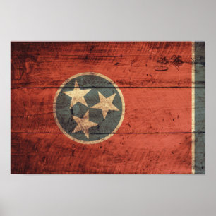 Old Wood Tennessee Flagga Poster