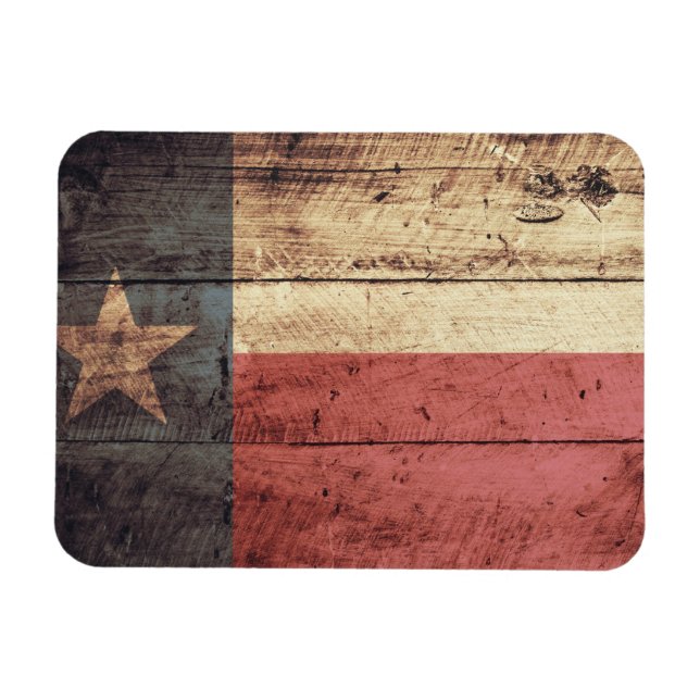 Old Wood Texas Flagga Magnet (Horisontell)
