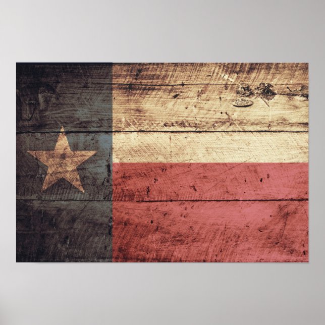 Old Wood Texas Flagga Poster (Framsidan)