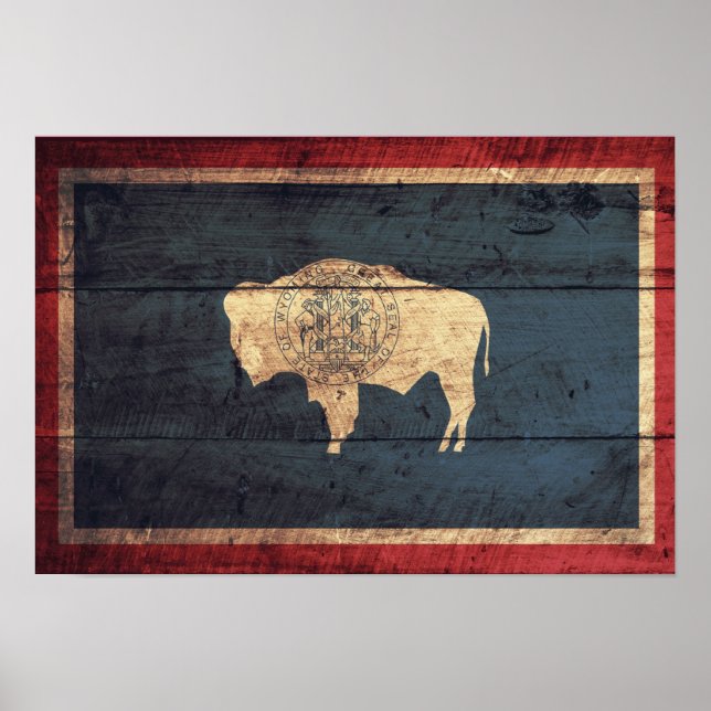 Old Wood Wyoming Flagga Poster (Framsidan)