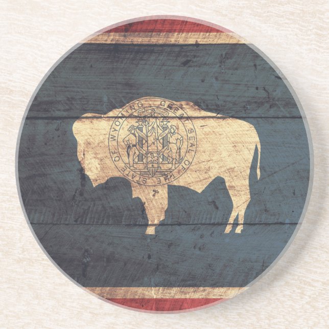 Old Wood Wyoming Flagga Underlägg Sandsten (Framsidan)