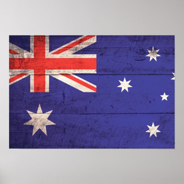 Old Wooden Australia Flagga Poster (Framsidan)