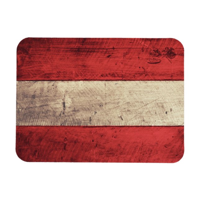 Old Wooden Austria Flagga Magnet (Horisontell)