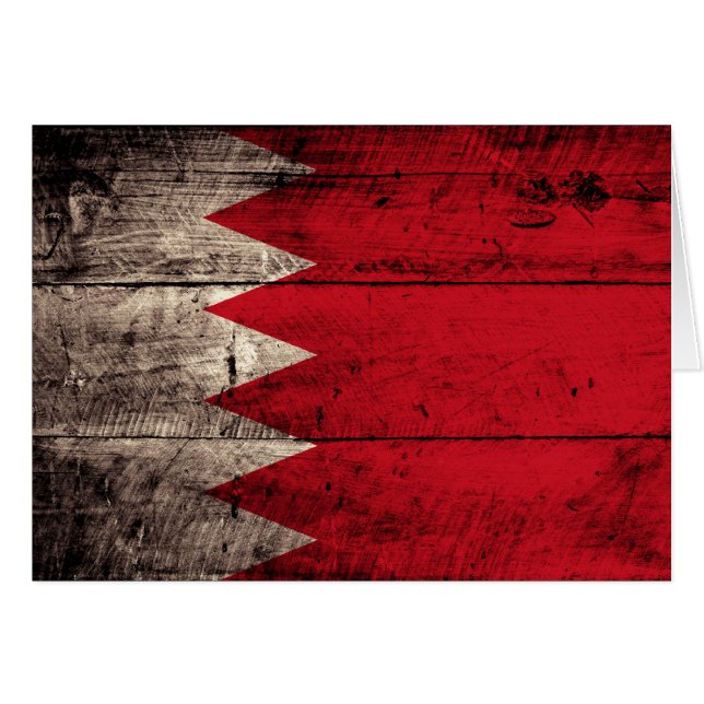 Old Wooden Bahrain Flagga OBS Kort (Framsidan Horizontal)