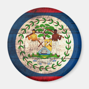 Old Wooden Belize Flagga Magnet