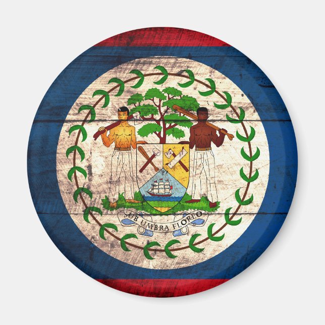 Old Wooden Belize Flagga Magnet (Framsidan)