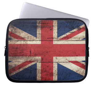 Old Wooden British Flagga Laptop Fodral