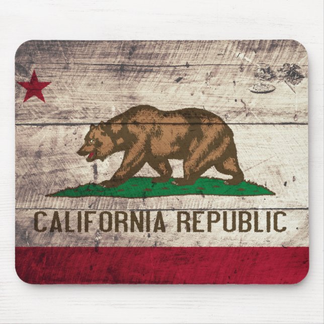 Old Wooden California Flagga Musmatta (Framsidan)