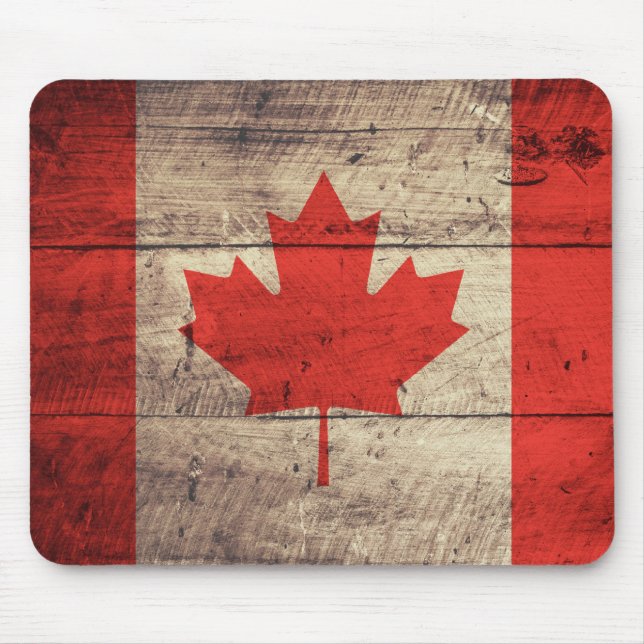 Old Wooden Canadian Flagga Musmatta (Framsidan)