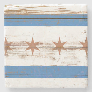 Old Wooden Chicago Flagga Stenunderlägg
