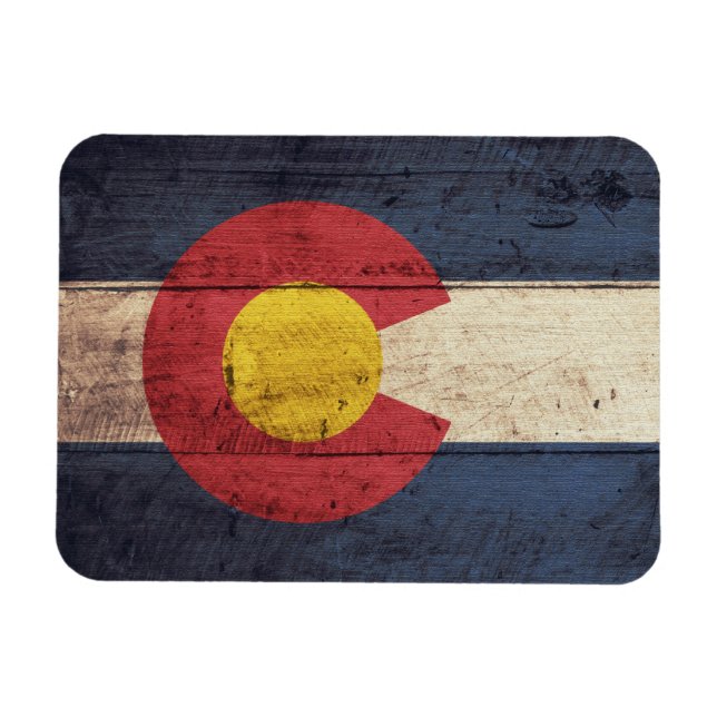 Old Wooden Colorado Flagga Magnet (Horisontell)