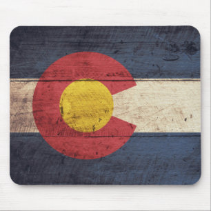 Old Wooden Colorado Flagga Musmatta