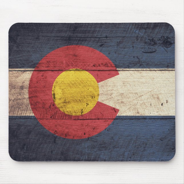 Old Wooden Colorado Flagga Musmatta (Framsidan)