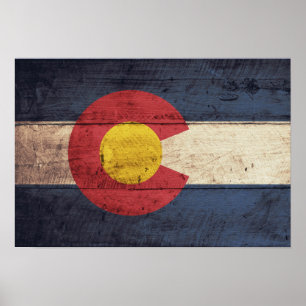 Old Wooden Colorado Flagga Poster